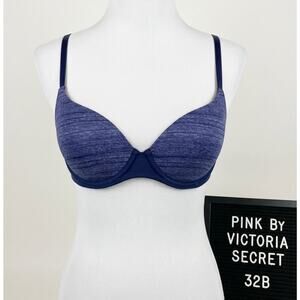 PINK Victoria's Secret 32B Bra Blue Heathered Lightly Lined Demi Sexy VS